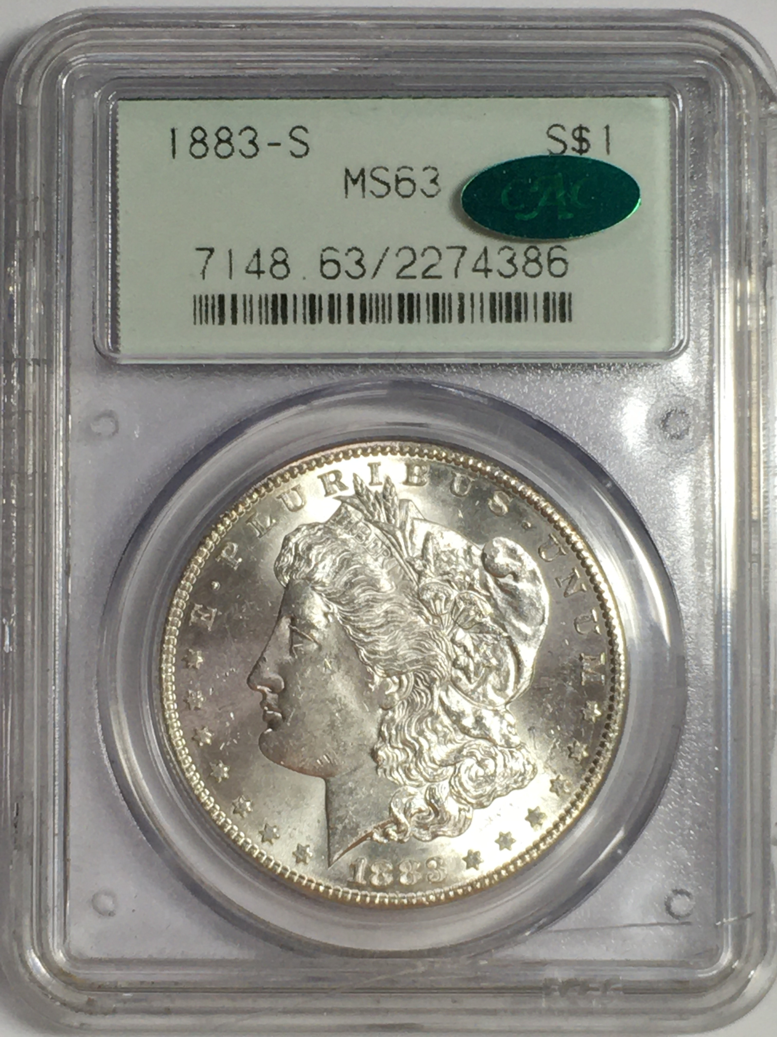 1883-S PCGS MS63 $1 Morgan Silver Dollar CAC