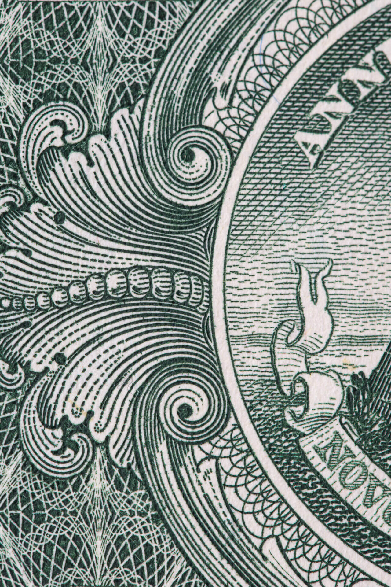 Closeup Of Back Side Of 1 Dollar Bill